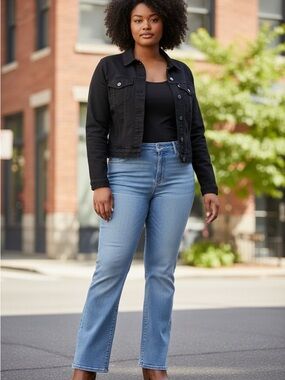 Levi's 726 High Rise Flare Jeans Size 22W Light Wash Blue Fitted Waist Plus